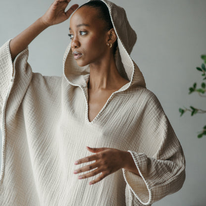 Crinkle Adult Poncho #color_beige