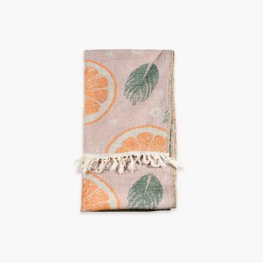 Orange and Leaf Hand Towel