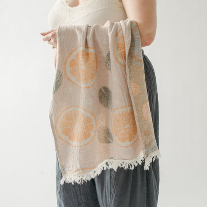 Orange and Leaf Hand Towel