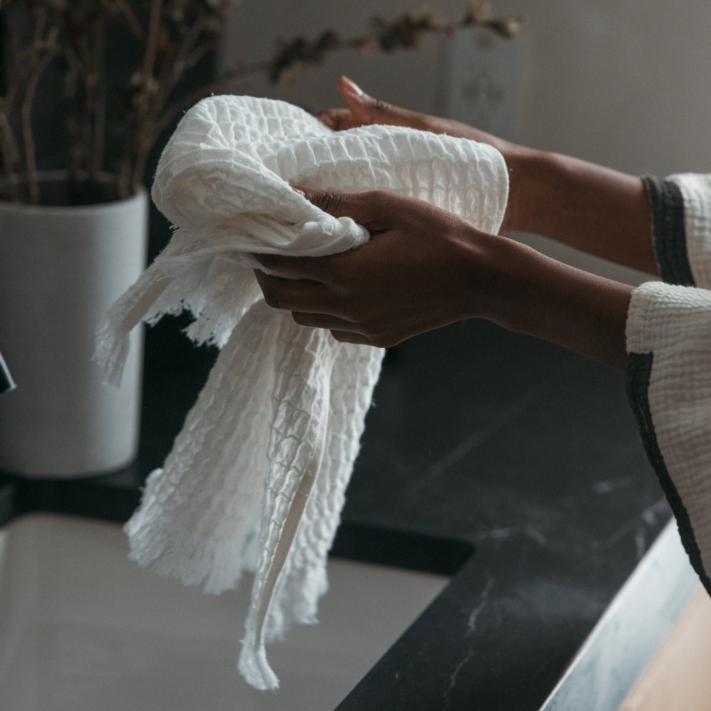 POKOLOKO French Waffle Hand Towel #color_blanche