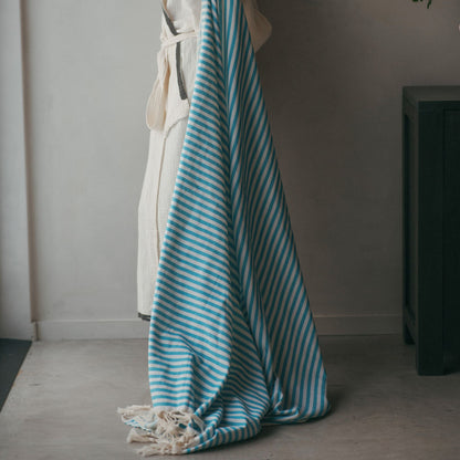 POKOLOKO Striped Picnic Blanket #color_aqua