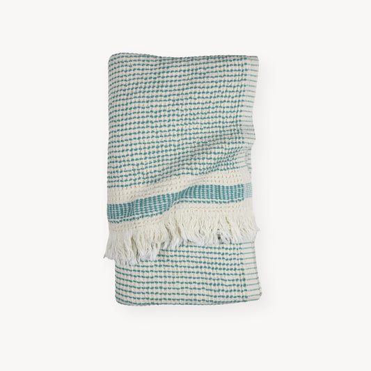 POKOLOKO Richmond Road Waffle Towel #color_waffle-glacial-green