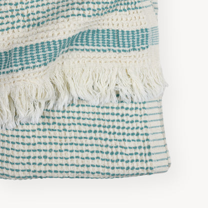 POKOLOKO Richmond Road Waffle Towel #color_waffle-glacial-green