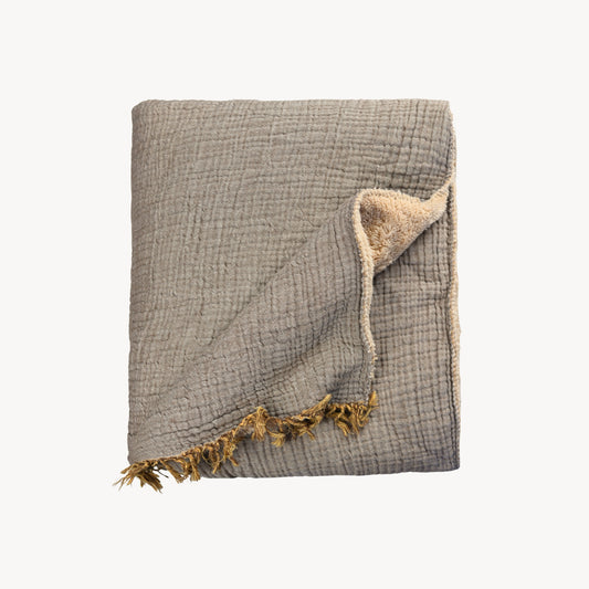 POKOLOKO Crinkle Fleece-Lined Throw #color_crinkle-bison