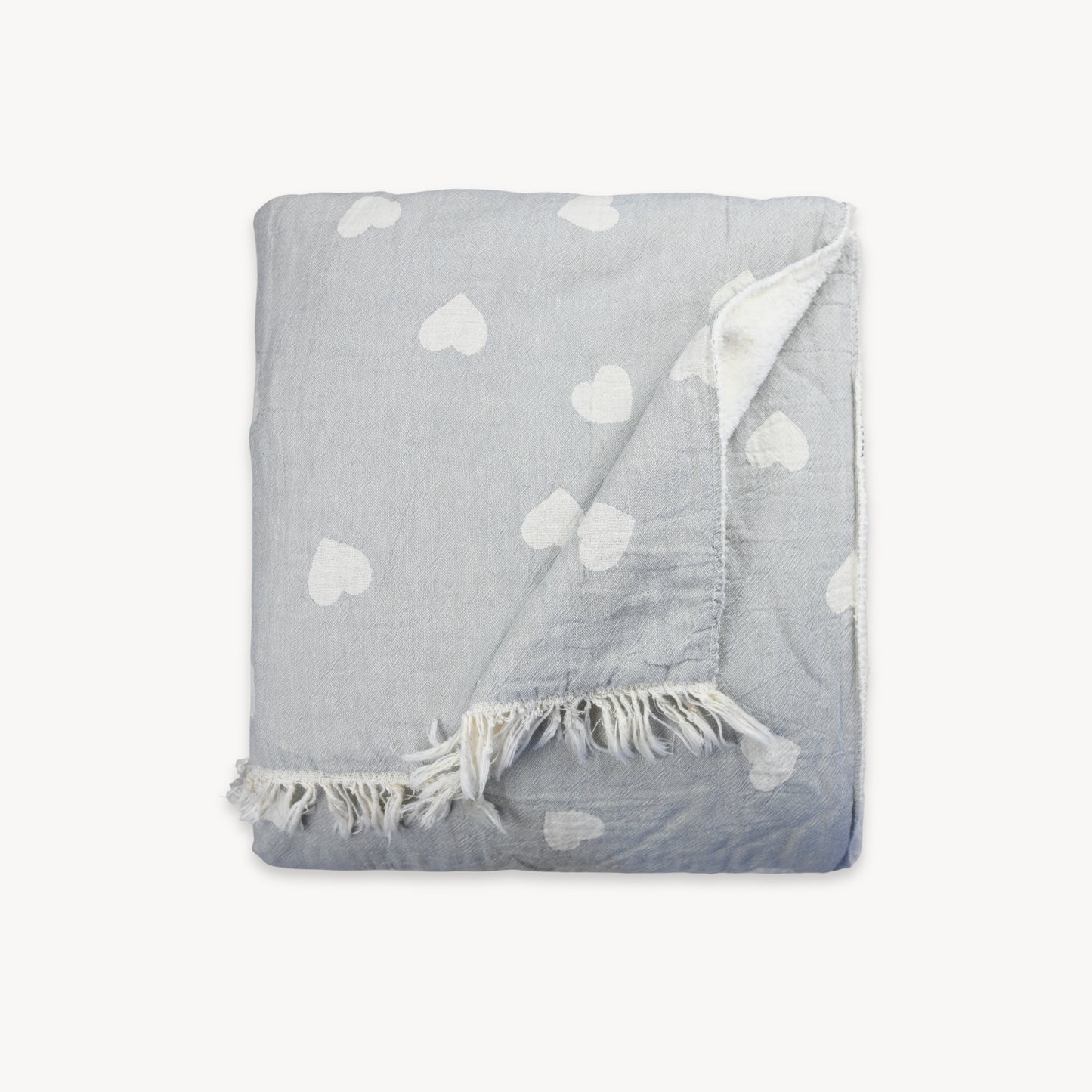 POKOLOKO Have A Heart Fleece Lined Throw #color_have-a-heart-gray