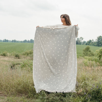 POKOLOKO Have A Heart Fleece Lined Throw #color_have-a-heart-gray