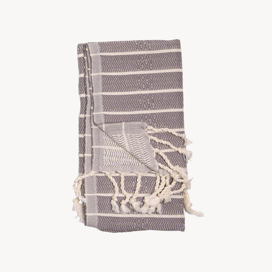 POKOLOKO Striped Bamboo Hand Towel #color_slate-striped-bamboo