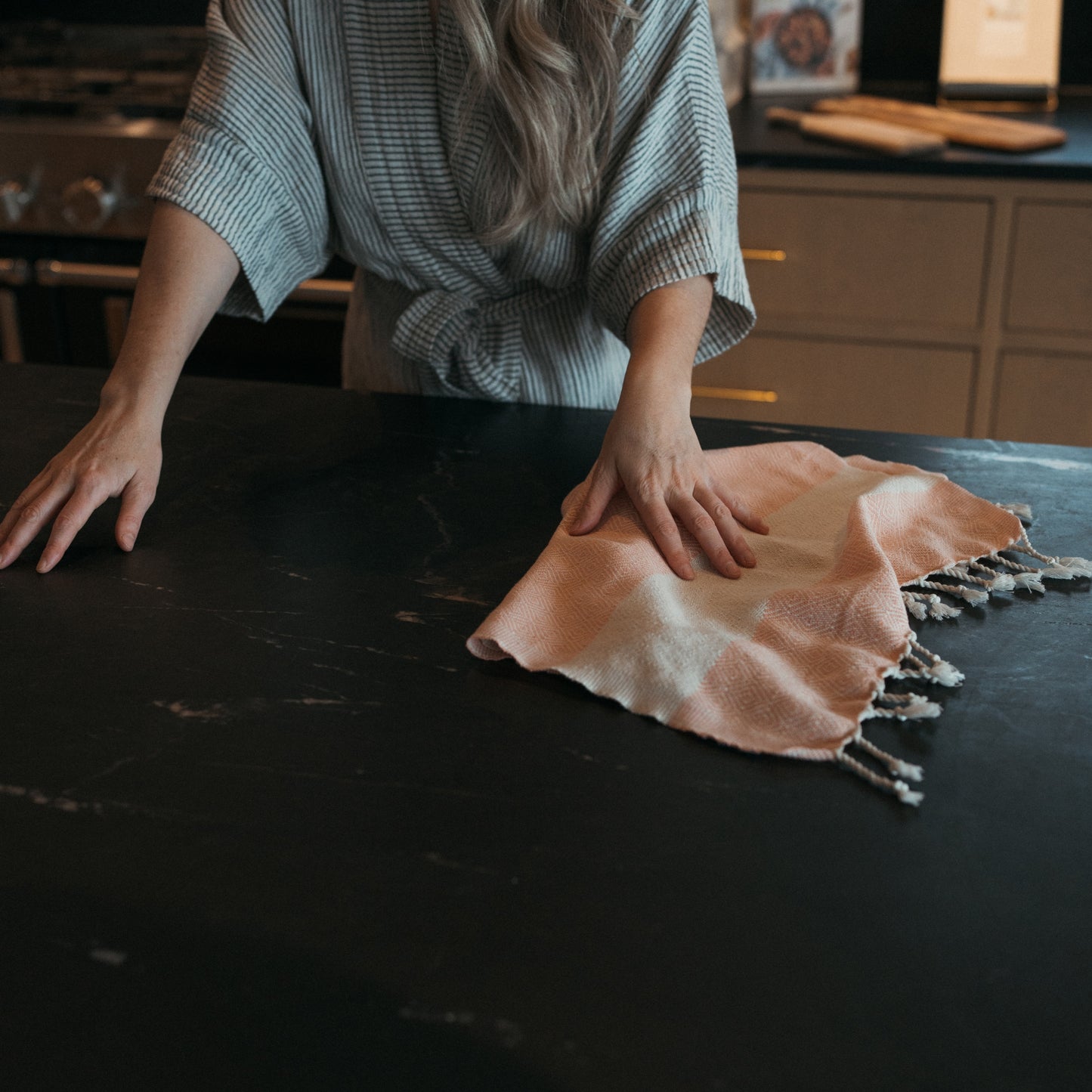 POKOLOKO Diamond Hand Towel #color_grapefruit-diamond