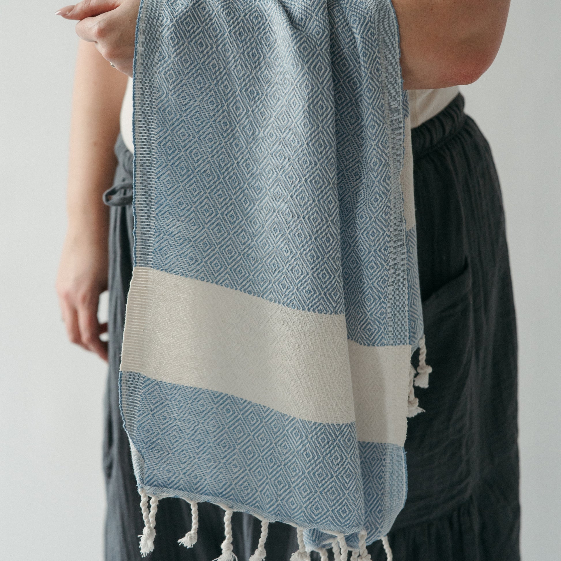 POKOLOKO Diamond Hand Towel #color_blue-jean-diamond