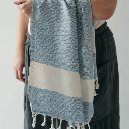 POKOLOKO Diamond Hand Towel #color_blue-jean-diamond