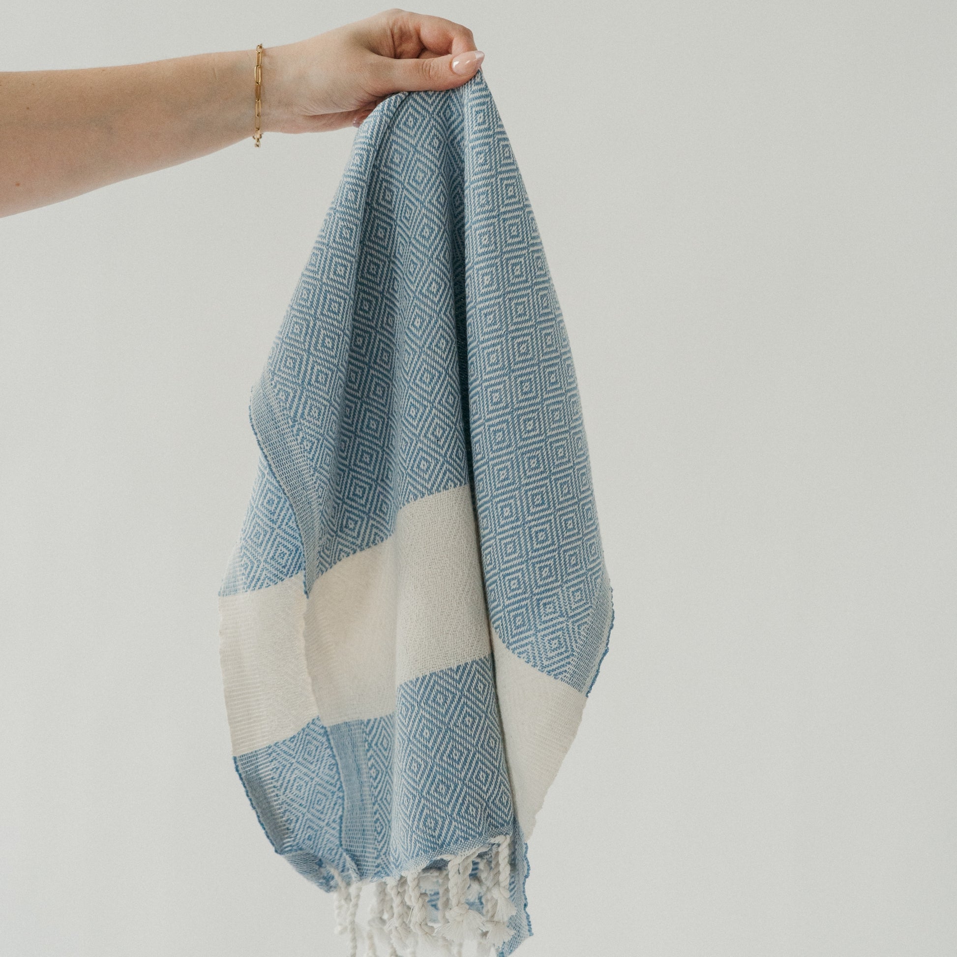 POKOLOKO Diamond Hand Towel #color_blue-jean-diamond
