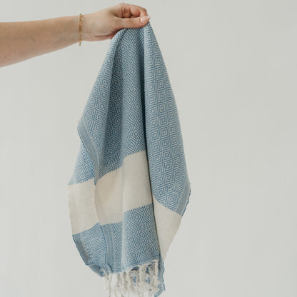 POKOLOKO Diamond Hand Towel #color_blue-jean-diamond