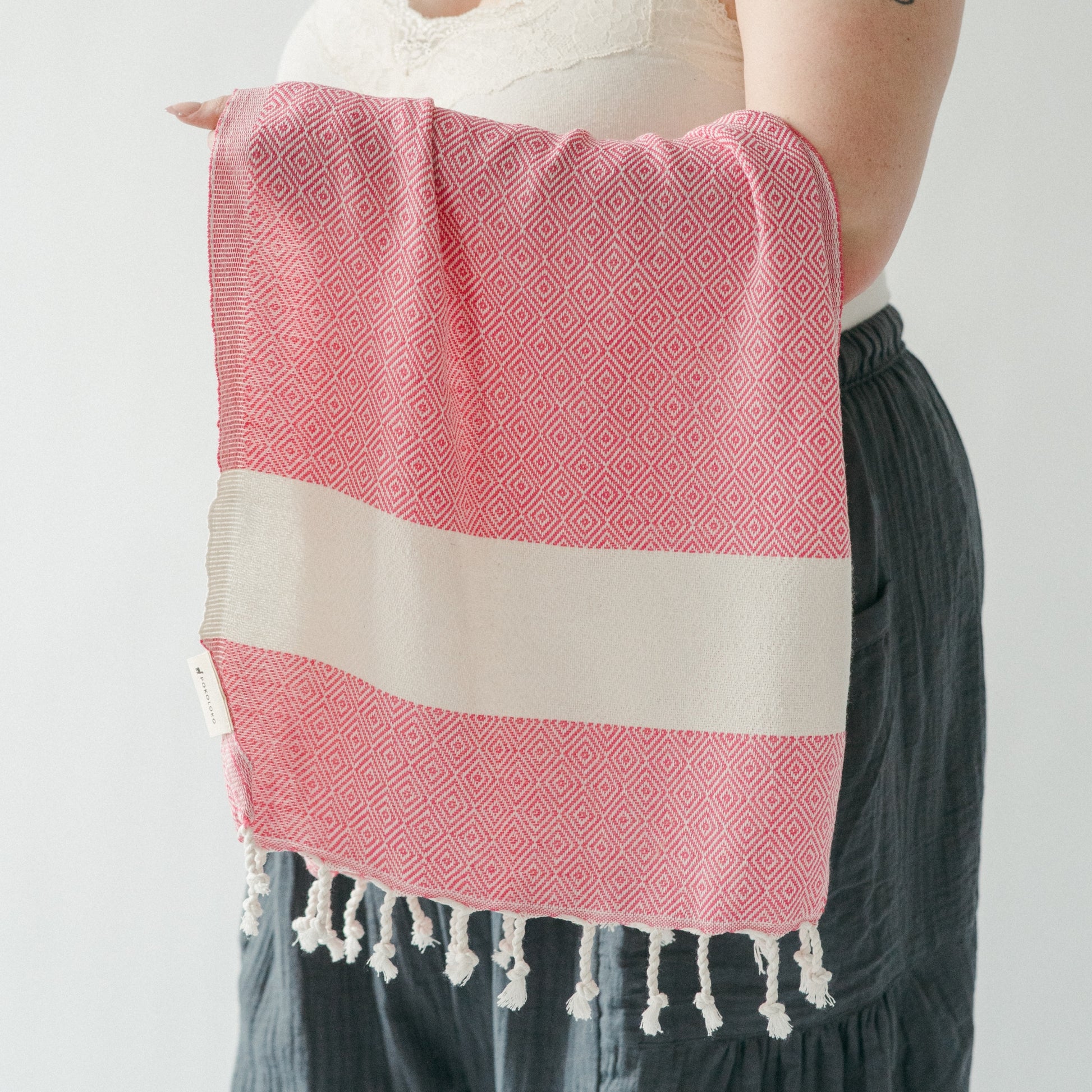 POKOLOKO Diamond Hand Towel #color_sweetpea-diamond