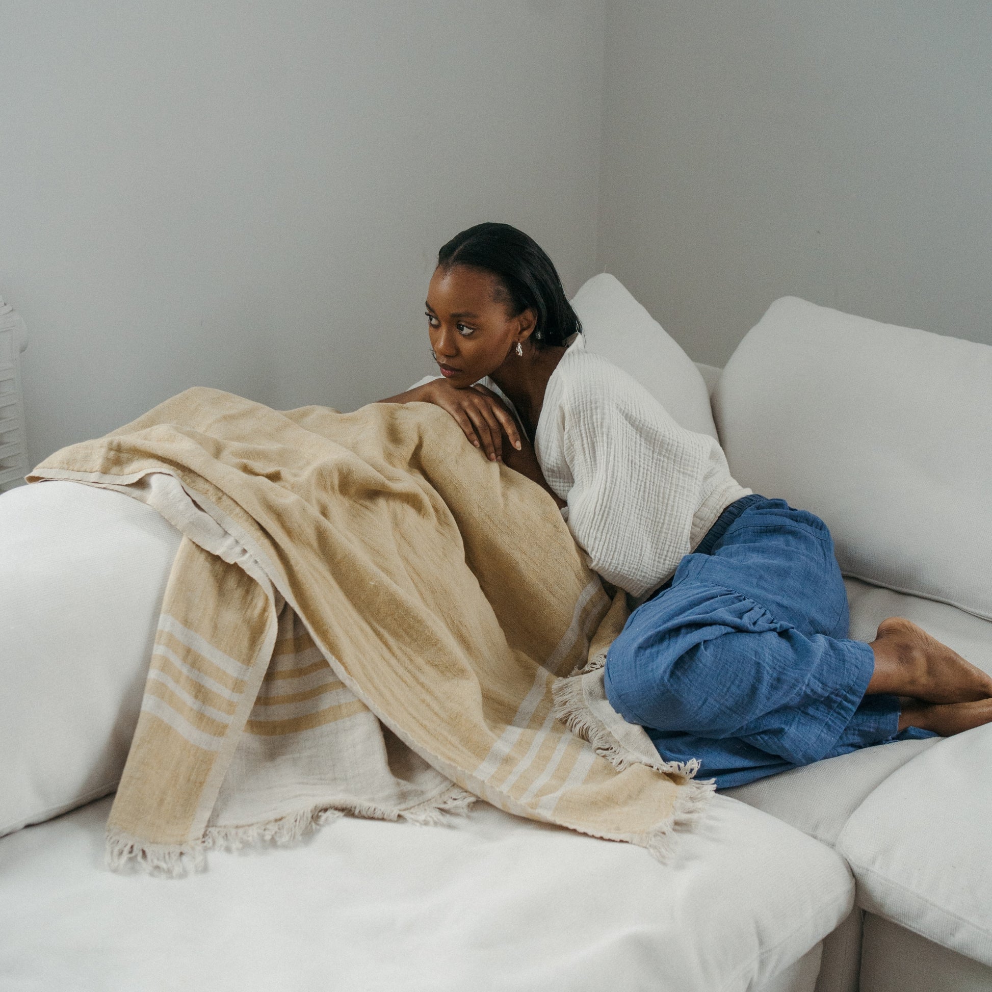 POKOLOKO West Coast Linen Throw #color_gold