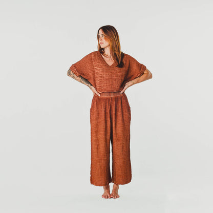 POKOLOKO Crinkle Crop Top #color_crinkle-terracotta