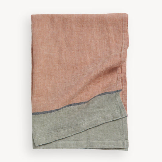 POKOLOKO French Stripe Linen Hand Towel #color_mandarin-sage