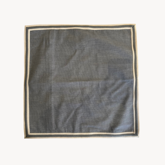 Square Pillow Case - Grey + Cream Border