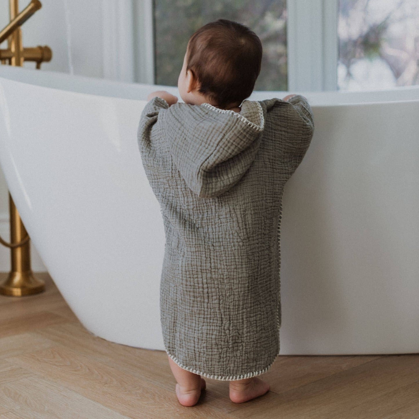 POKOLOKO Crinkle Kids Poncho #color_moss