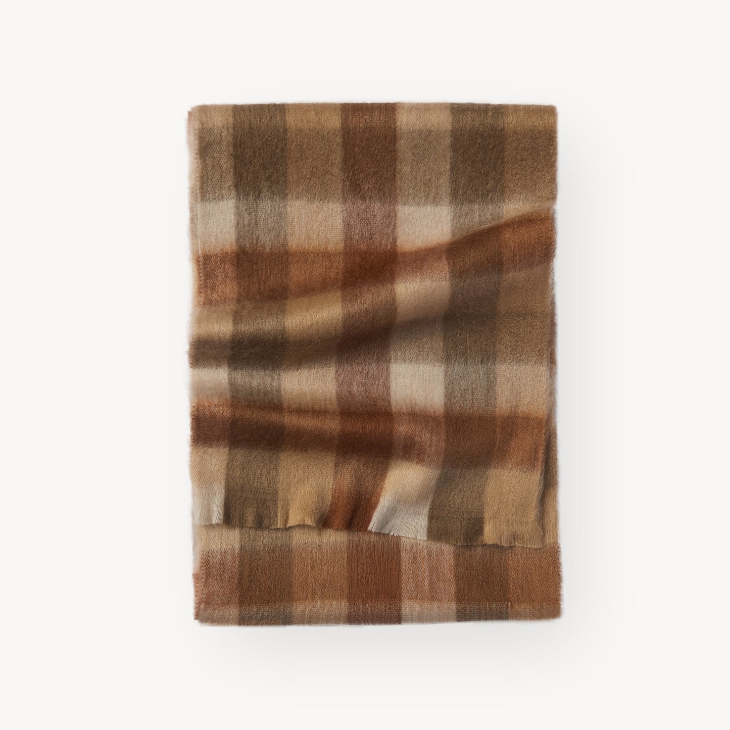 POKOLOKO Alpaca Seamless Check Scarf #color_cinnamon-check