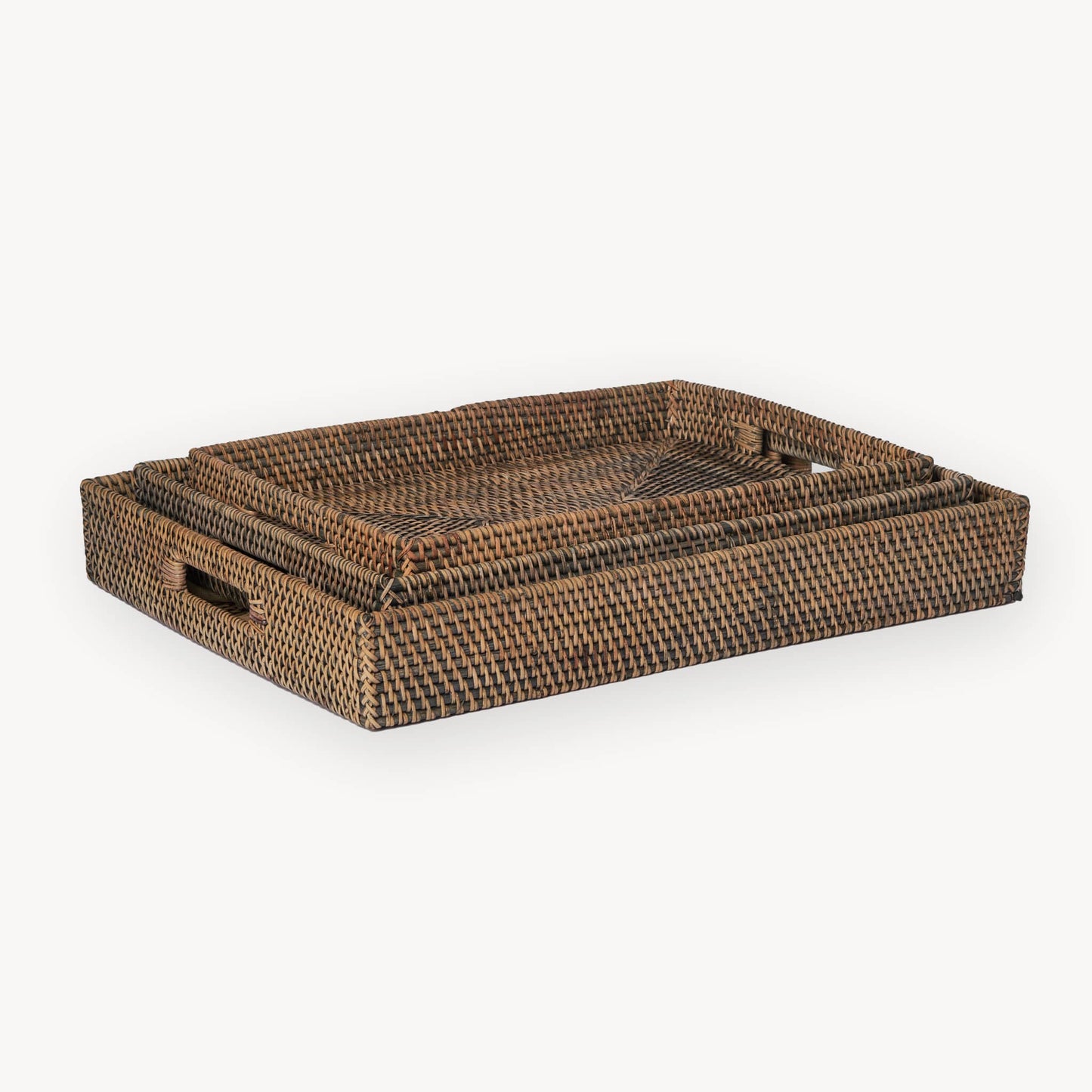 POKOLOKO Rectangular Rattan Tray #color_umber