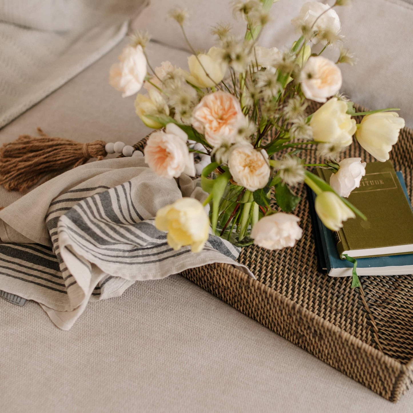 POKOLOKO Rectangular Rattan Tray #color_umber