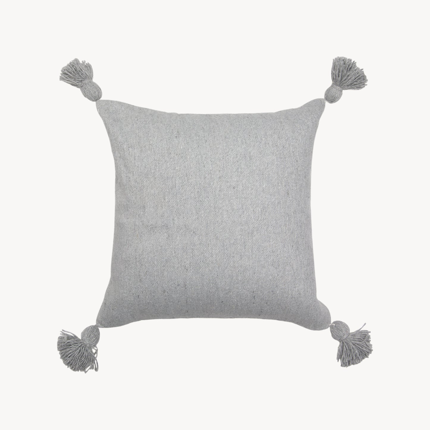 POKOLOKO Solid Moroccan Pom Pom Pillow - 18x18 #color_light-grey-solid-pom-pillow