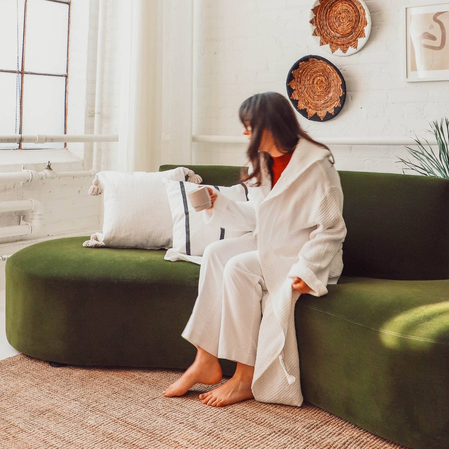 POKOLOKO Wave Bamboo Robe #color_white