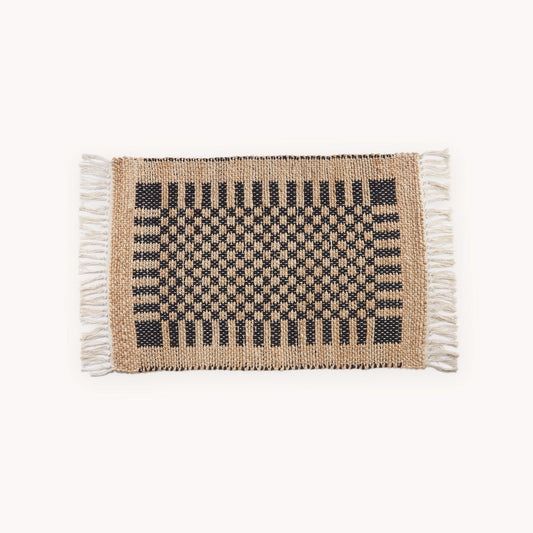 POKOLOKO Check Jute Floor Mat #color_black-check