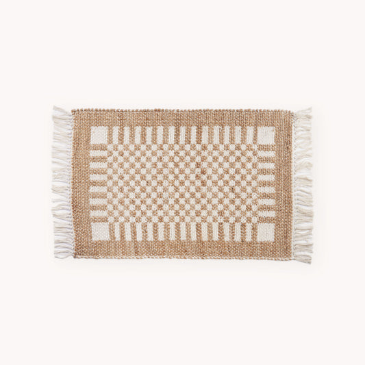 POKOLOKO Check Jute Floor Mat #color_white-check