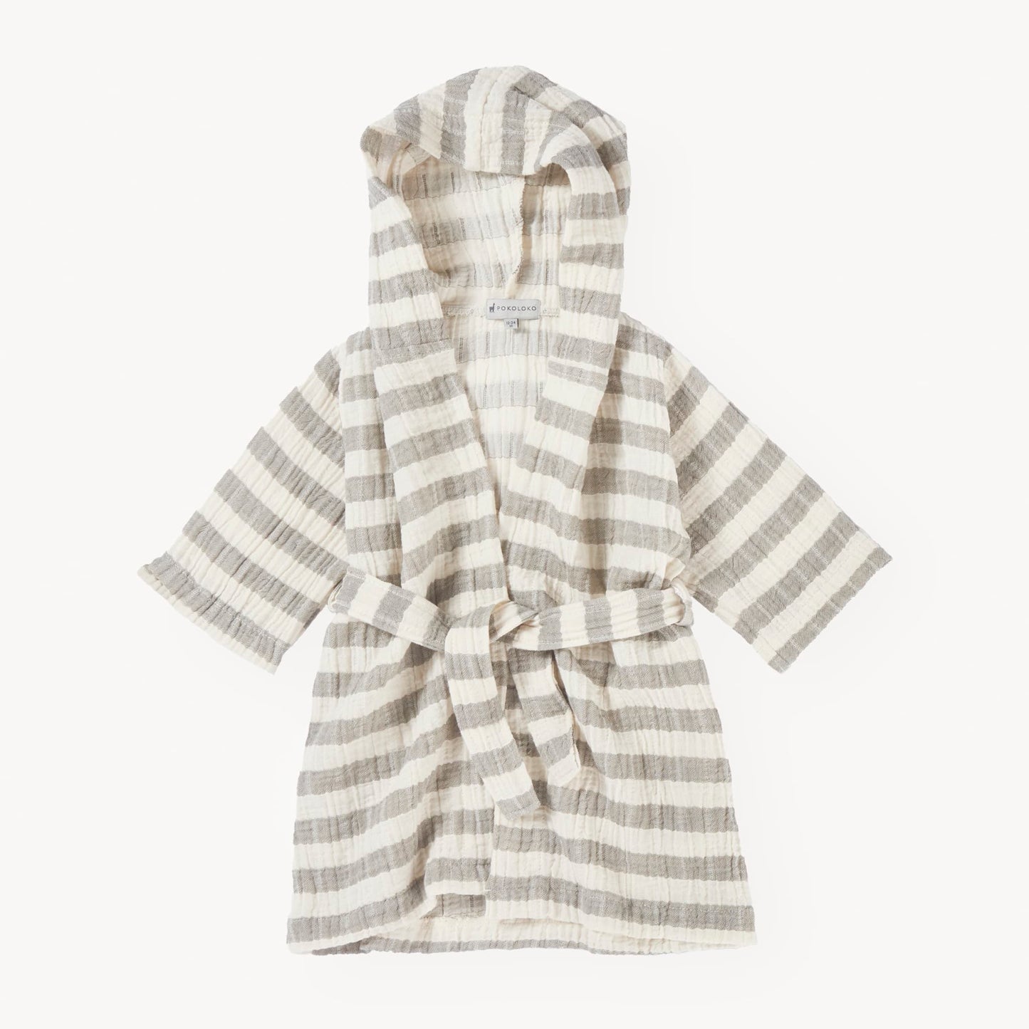 POKOLOKO Striped Crinkle Kids Robe #color_moss