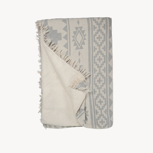 POKOLOKO Atzi Fleece-Lined Throw #color_light-grey-atzi