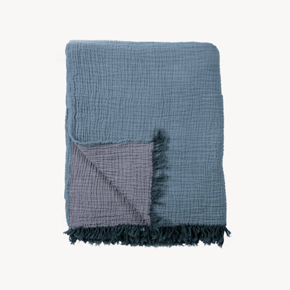 POKOLOKO Solid Crinkle Throw #color_reef-blue-grey