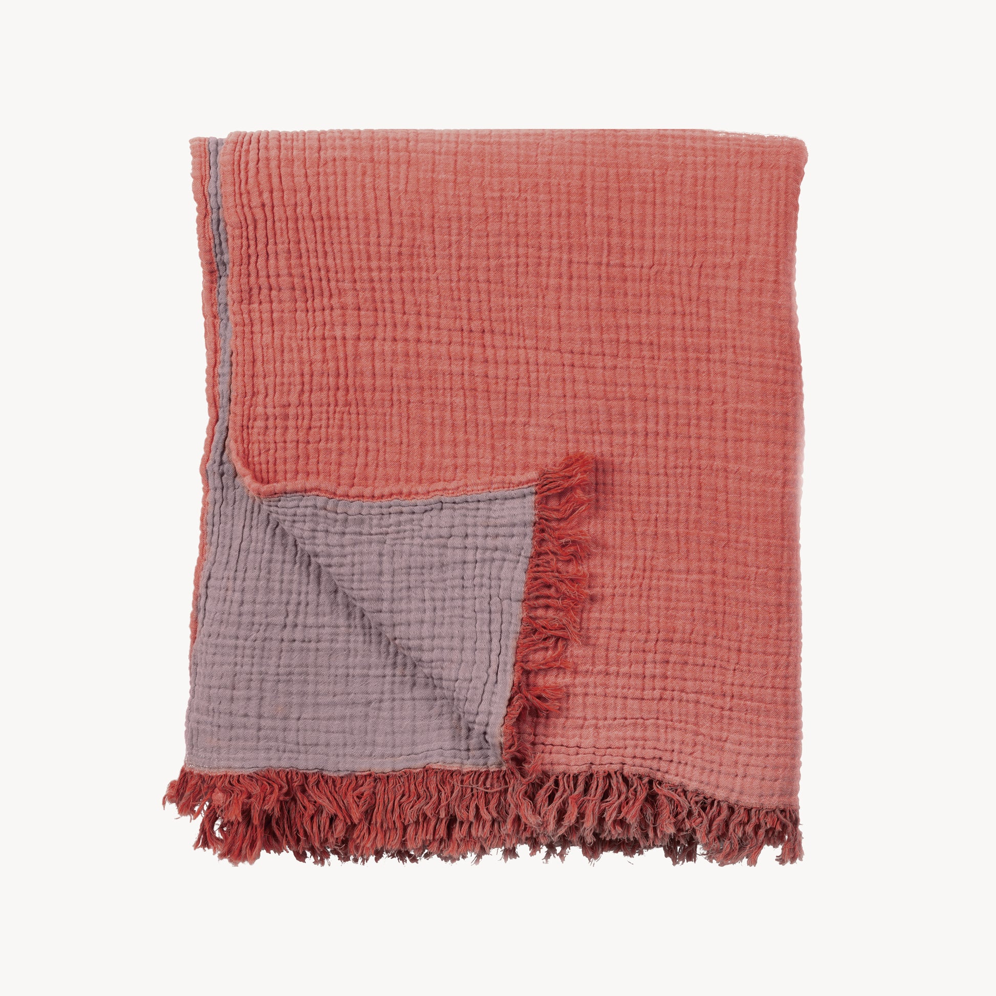 POKOLOKO Solid Crinkle Throw #color_bittersweet-orange-pale-purple