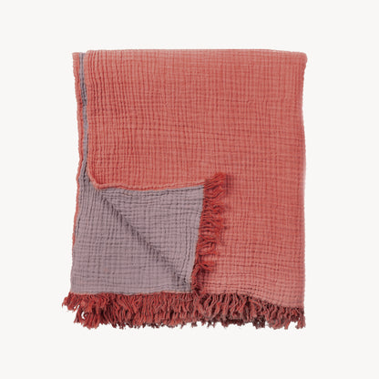 POKOLOKO Solid Crinkle Throw #color_bittersweet-orange-pale-purple
