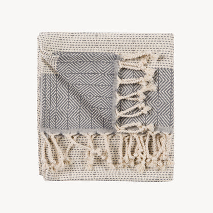 POKOLOKO Lined Diamond Hand Towel #color_slate-diamond