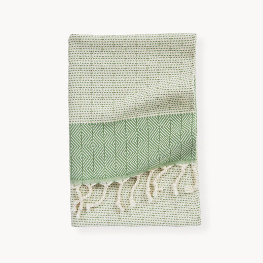 POKOLOKO Lined Diamond Hand Towel #color_leaf-diamond
