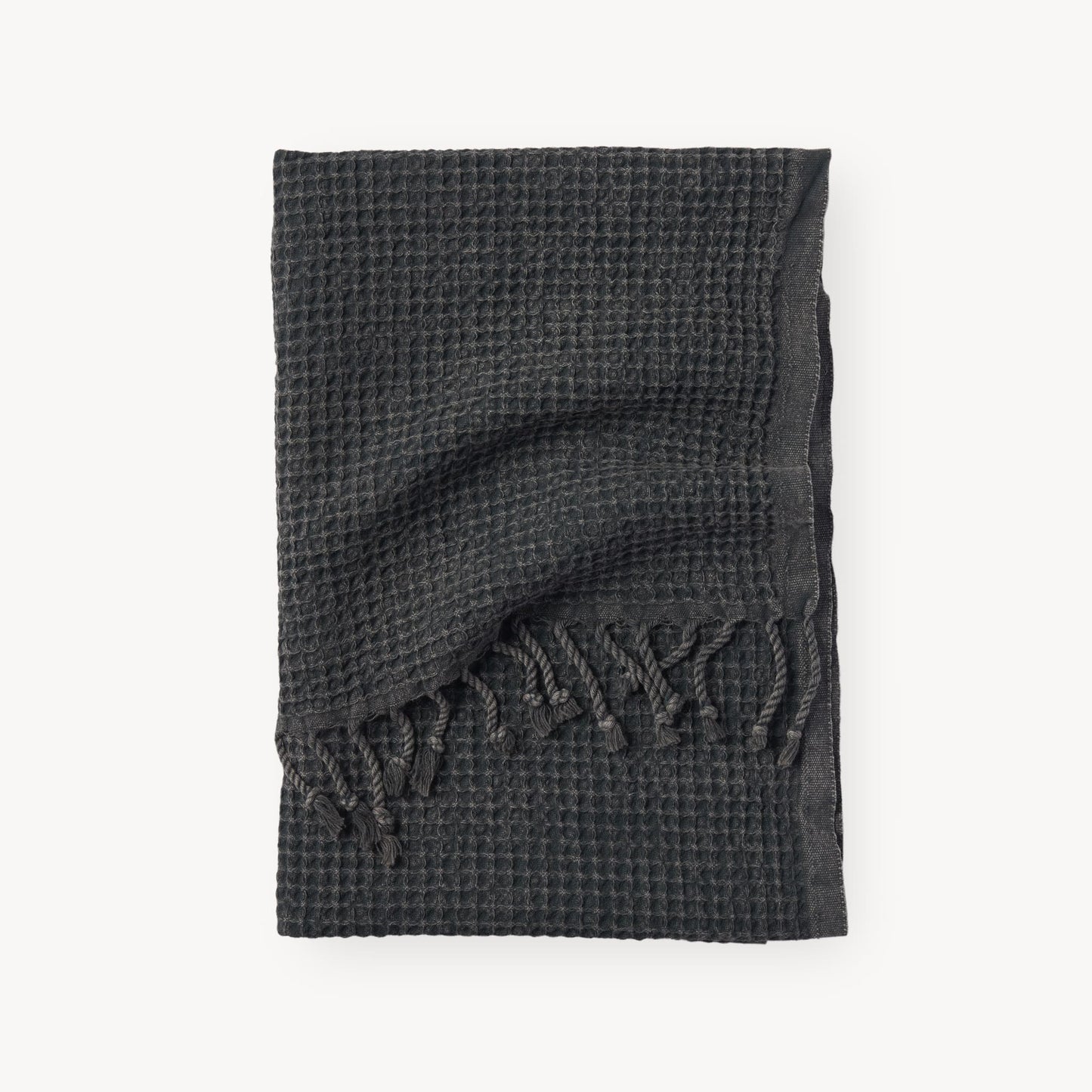 POKOLOKO Stonewashed Waffle Hand Towel #color_stonewashed-coal