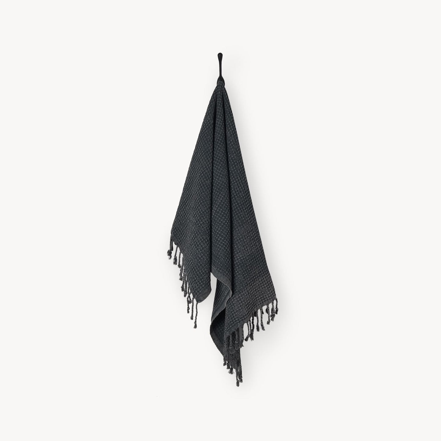 POKOLOKO Stonewashed Waffle Hand Towel #color_stonewashed-coal