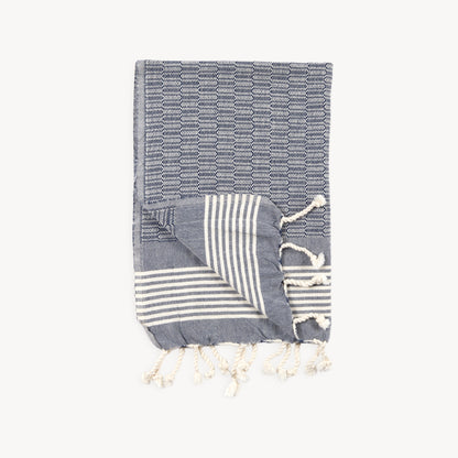 POKOLOKO Textured Hand Towels #color_navy-textured