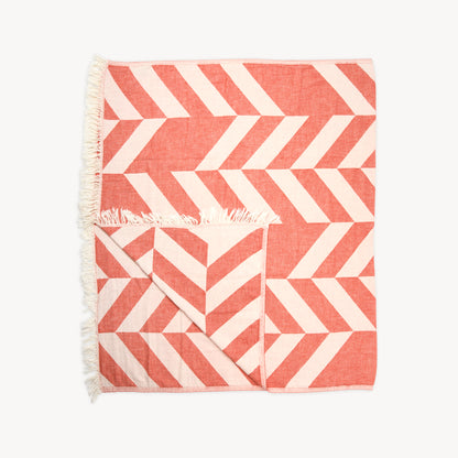 POKOLOKO Large Chevron Towel #color_mandarin-large-chevron