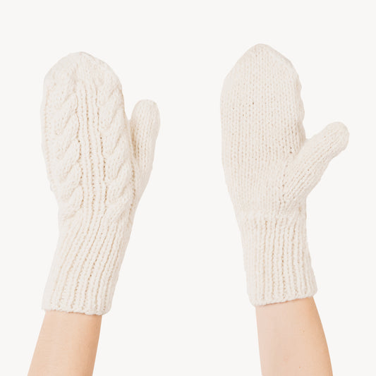 POKOLOKO Hand-Knit Alpaca Mittens #color_ivory-hand-knit