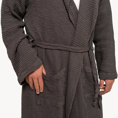 POKOLOKO Wave Bamboo Robe #color_charcoal-wave
