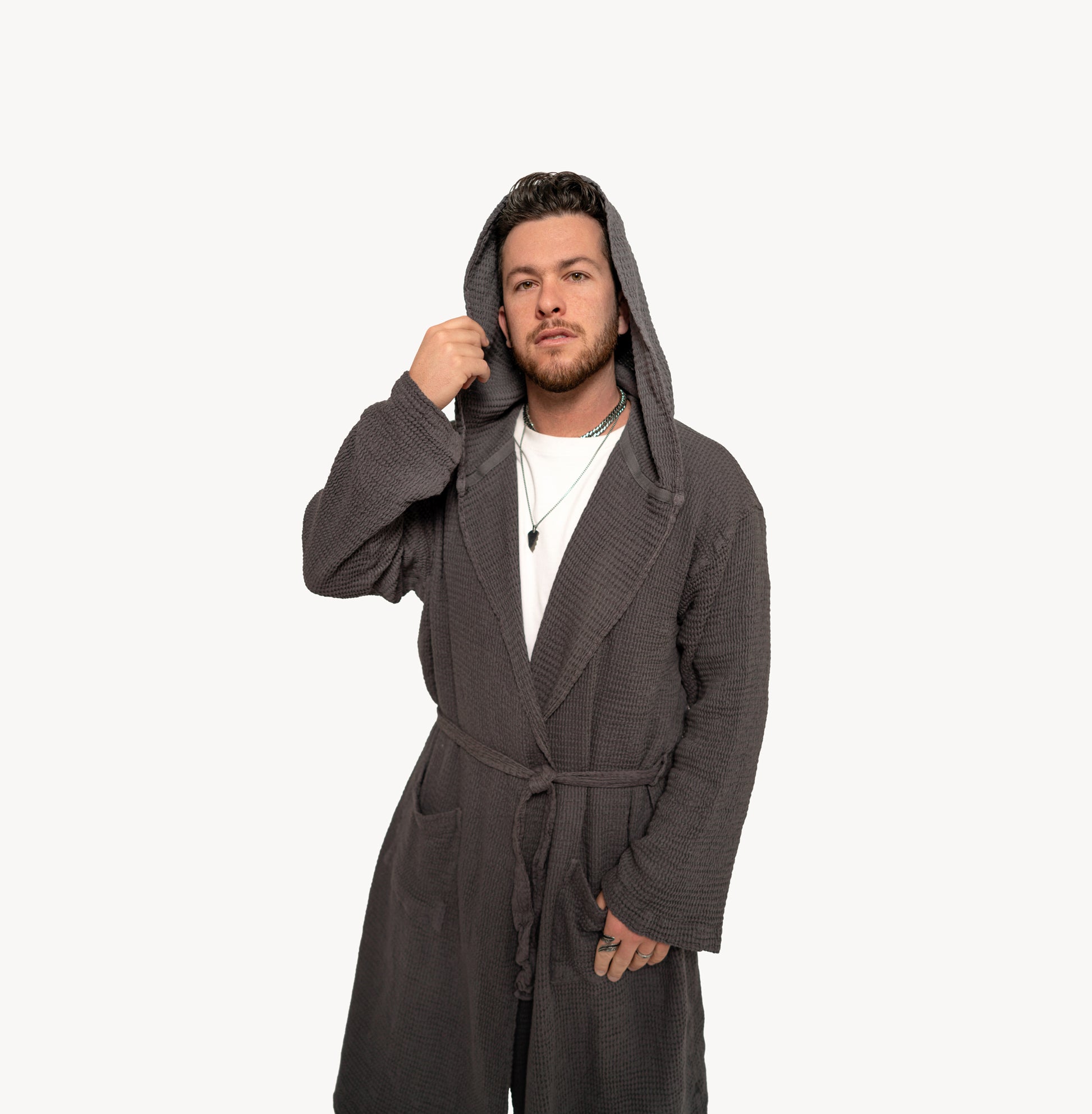 POKOLOKO Wave Bamboo Robe #color_charcoal-wave