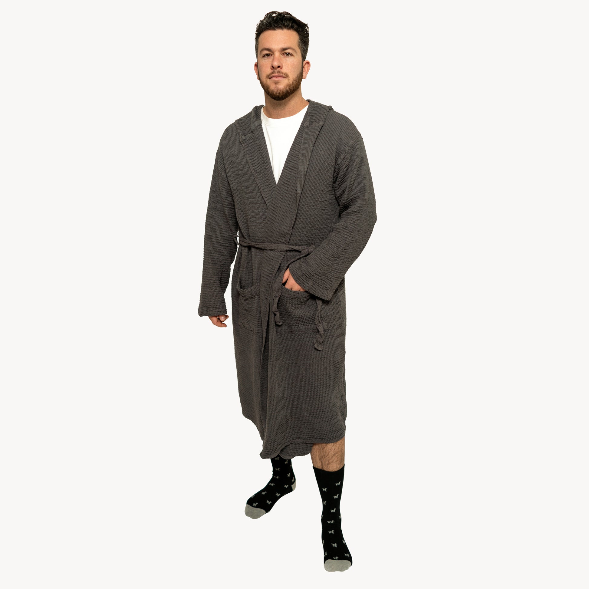 POKOLOKO Wave Bamboo Robe #color_charcoal-wave