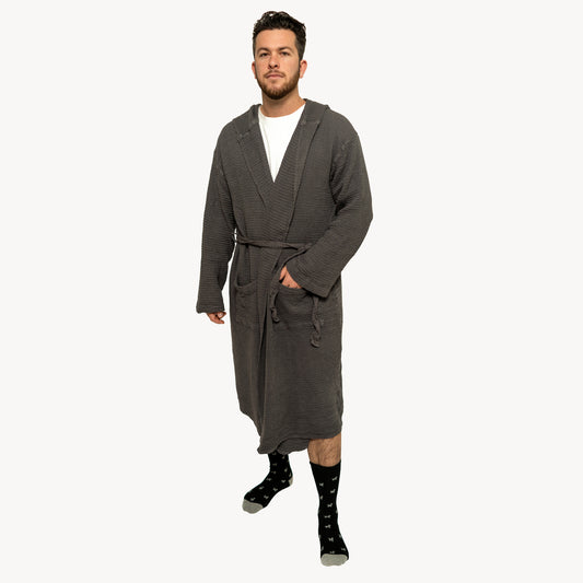 POKOLOKO Wave Bamboo Robe #color_charcoal-wave