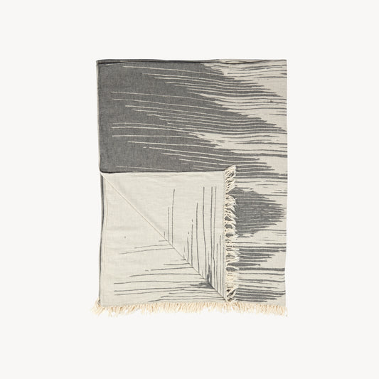 POKOLOKO Sound Waves XL Towel Throw #color_sound-waves-grey-white